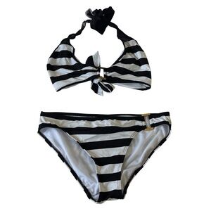 Lauren Ralph Lauren Black and White Striped Bikini, Size 10, NWOT